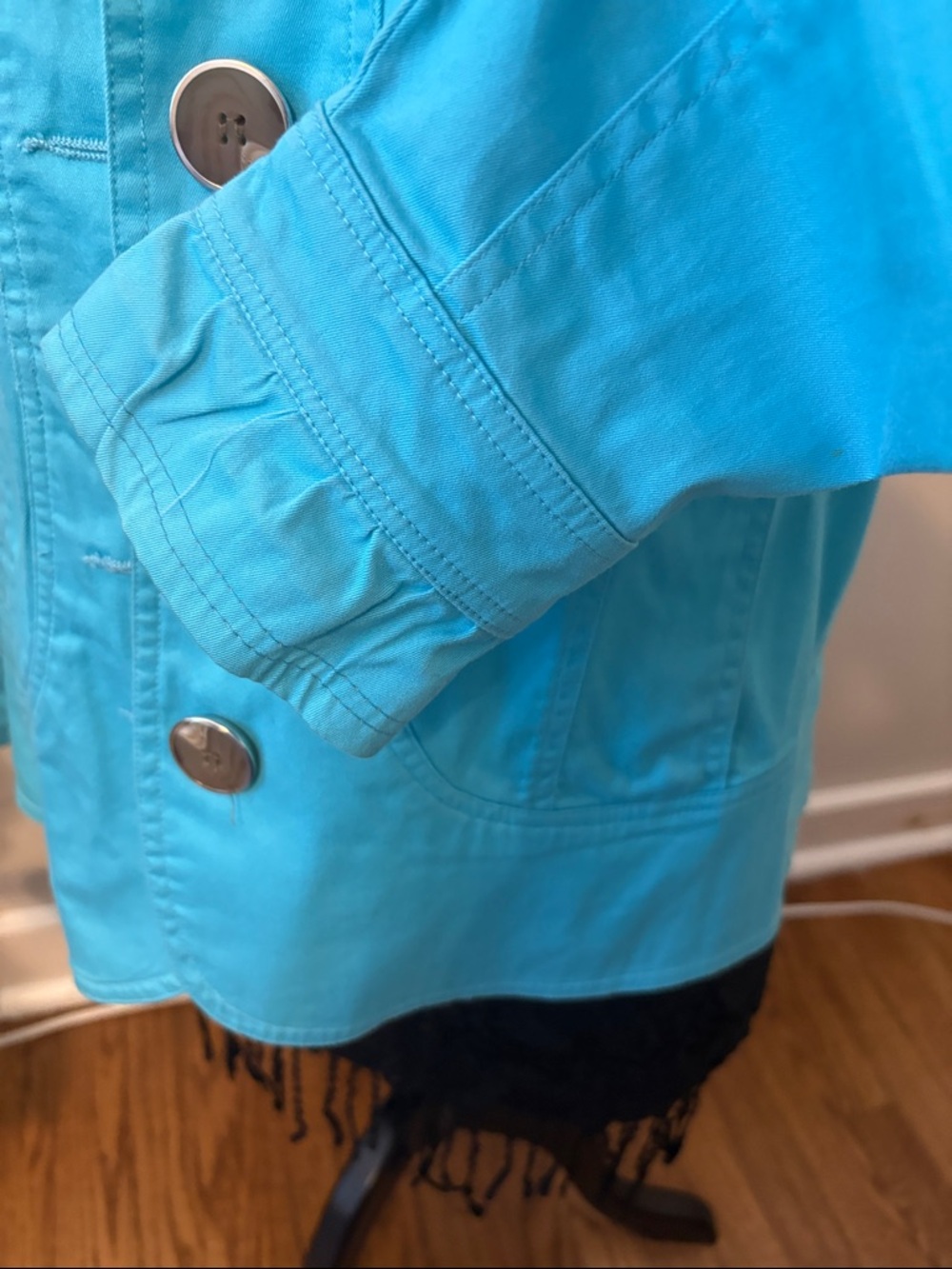 Light Blue Button-Front Blazer Jacket - Picture 3 of 5
